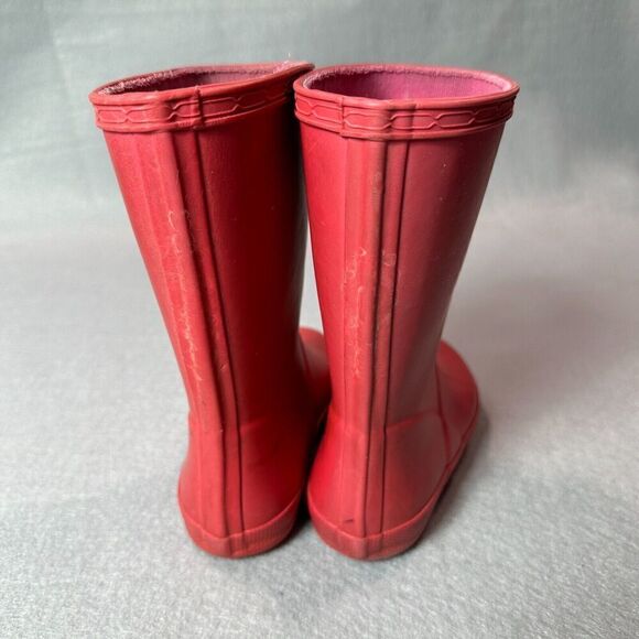 Hunter Rain Boots Girls 9 US 11 Pink Solid Rubber Mid Calf - Picture 6 of 8